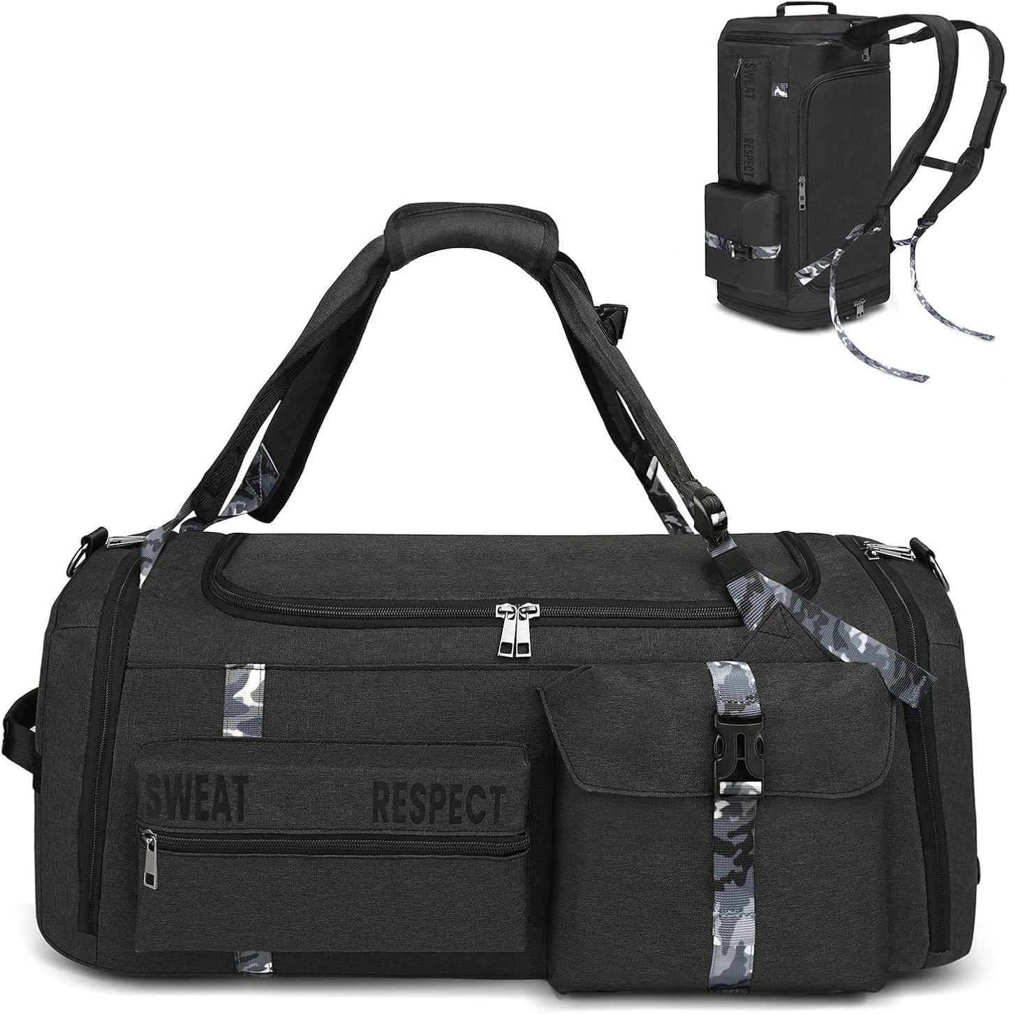 ABOUT YOUR BUSINESS Gym Bag with Shoes Compartment & Wet Pocket | 4 Way Large Sports Duffle Bag | Backpack, Weekender, Overnight Bag