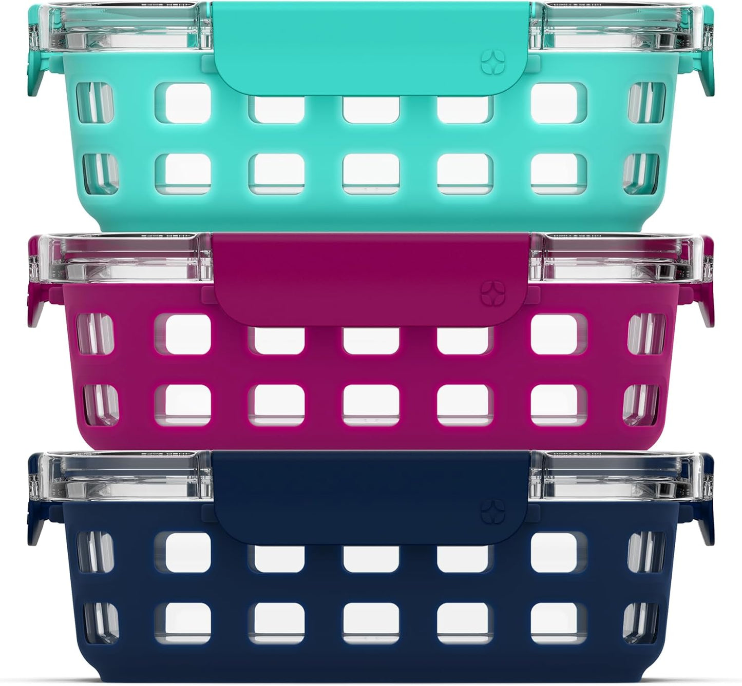 MEAL PREP PRO Duraglass 3.4 Cup Meal Prep Sets 10Pc | 5 Pack Set- Glass Food Storage Container with Silicone Sleeve and Airtight BPA-Free Plastic Lids | Dishwasher, Microwave, and Freezer Safe