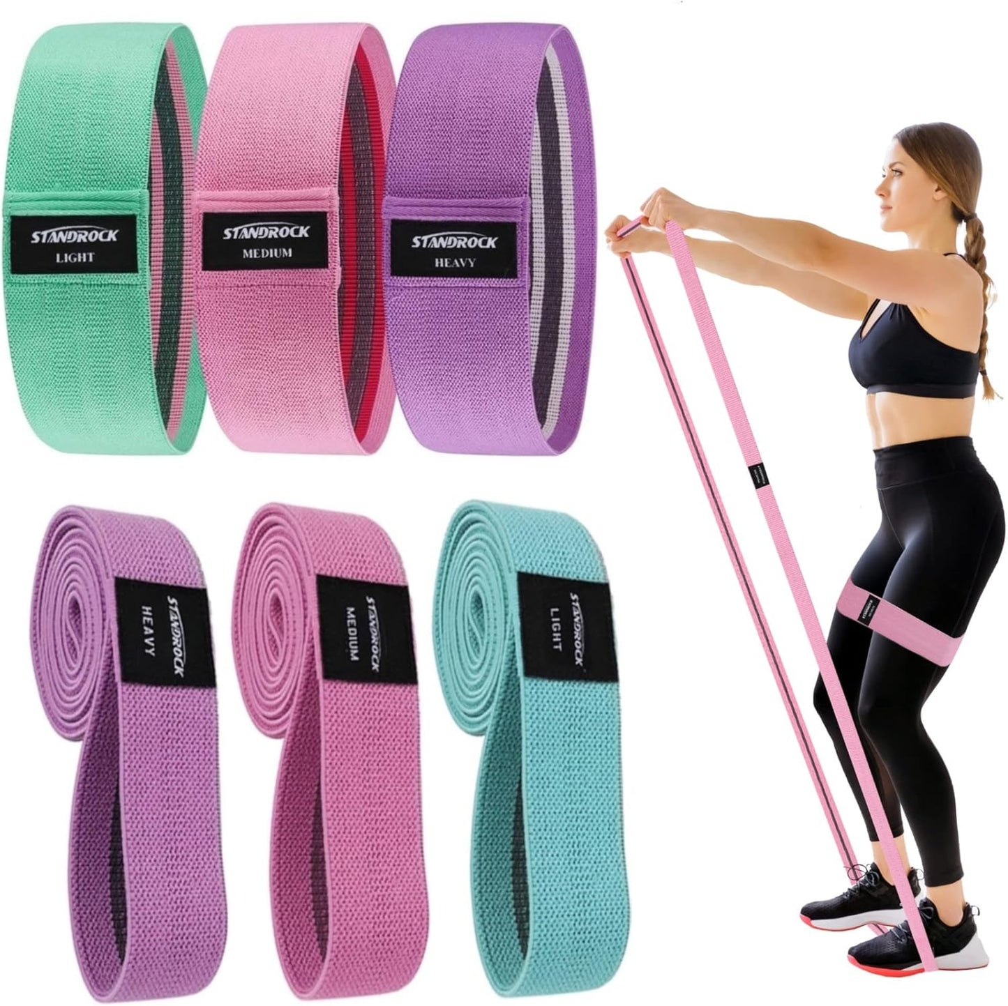 GROW THAT PEACH Fabric Resistance Bands for Working Out | 3 and 4 Levels Booty Bands Long Resistance Bands | Elastic Resistance Bands for Exercise Set