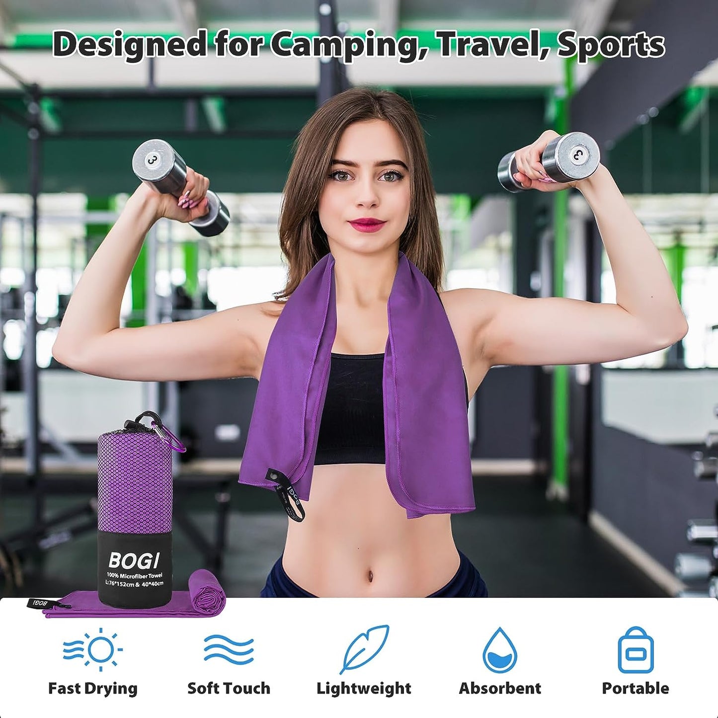 HAIR CARE 101 Microfiber Hair, Travel, Sports Towel | Quick Dry, Soft Lightweight, Absorbent, Compact Towel |  Camping Gym Beach Bath Yoga Swimming Backpacking | M:40''X20''