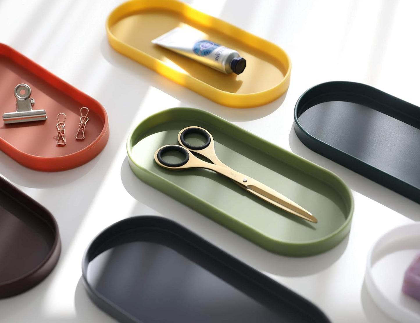 ELEVATE THE CLUTTER Silicone Tray - Small Vanity Tray Organizer - Multi-Purpose Modern Kitchen Sink, Bathroom, Counter Organizer