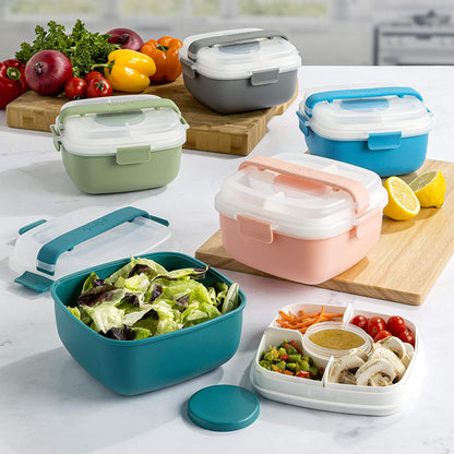MEAL PREP PRO Stackable Lunch Box Container | Bento Style Food Storage | Removeable Compartments for Sandwich, Snacks, Toppings & DressinG | Leak-Proof, Made without BPA, 56 OZ