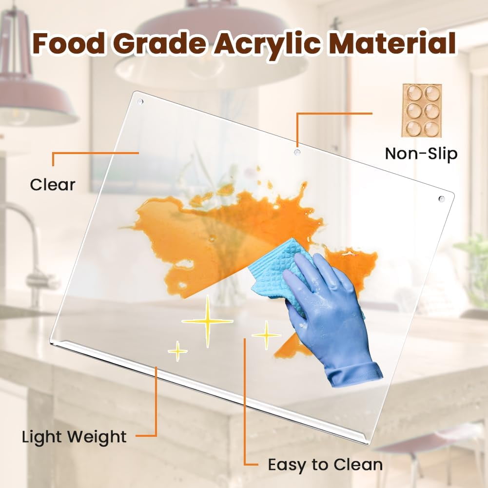 Acrylic Large Cutting Boards for Kitchen, Clear Cutting Board Non Slip, 24X18 Inch Charcuterie Boards, Apartment Must Haves Kitchen Accessories