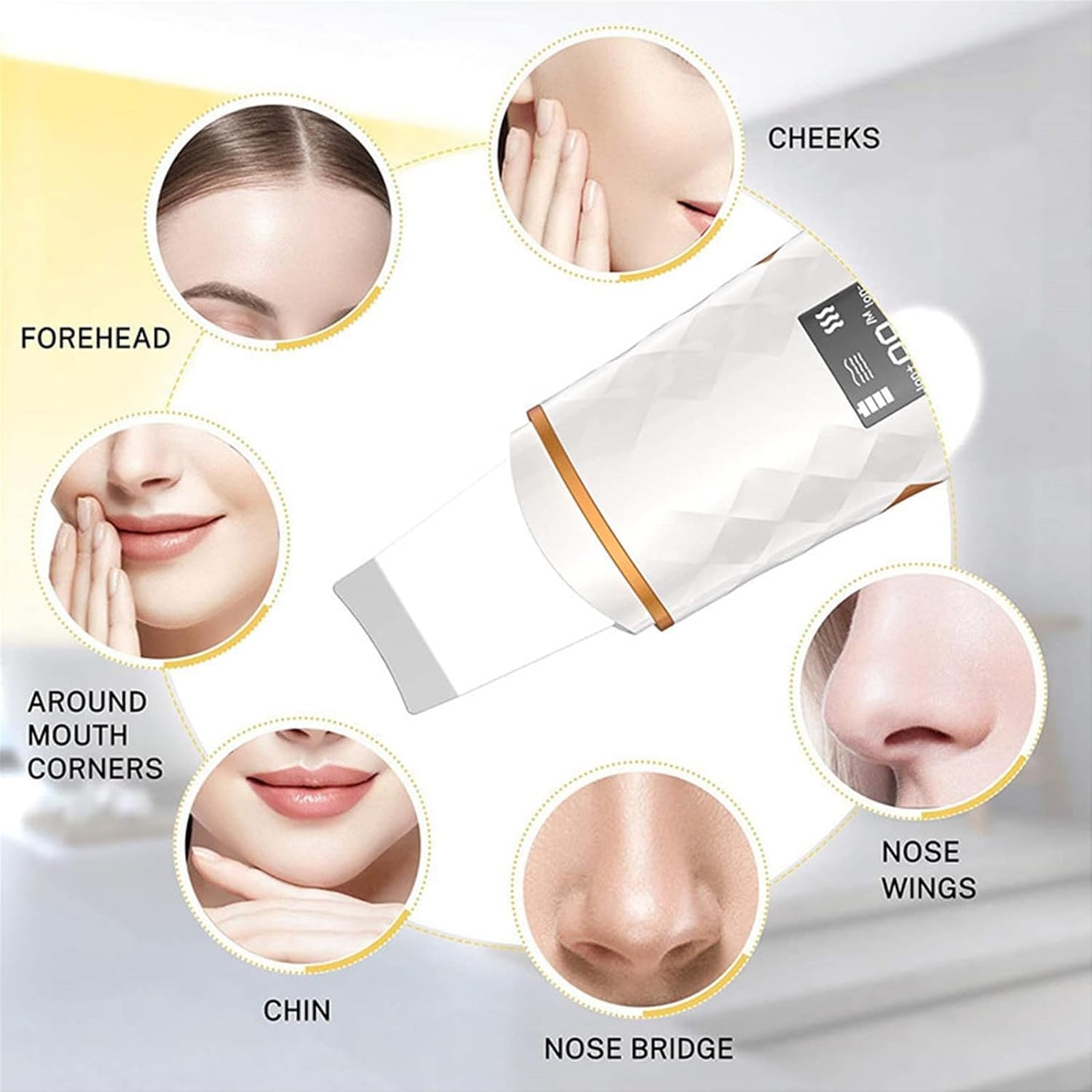 SPA DAY ESSENTIALS Skin Scrubber Face Spatula | LCD Screen Dead Skin Scraper / Blackhead Removal | Ultrasonic Pore Extractor - 4 Modes