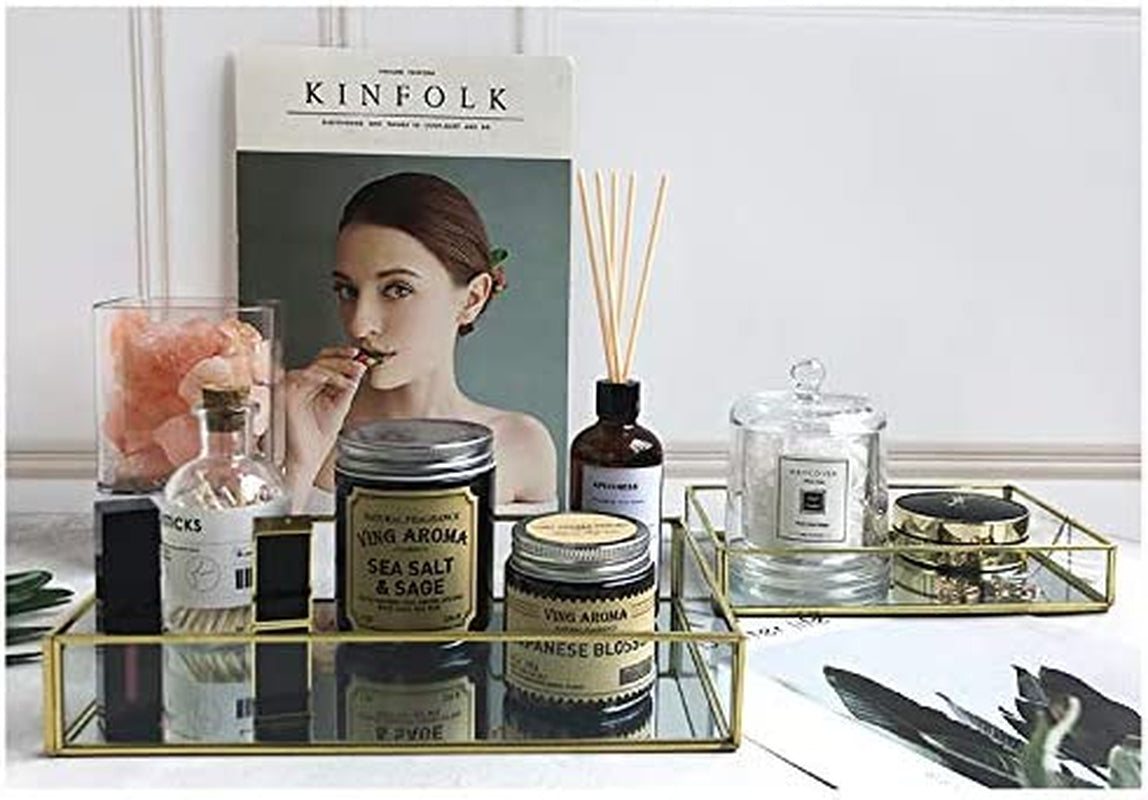 BEAUTIFY YOUR CLUTER Decorative Tray | Gold Mirror Tray for Jewelry, Makeup, Skincare, Fragrance 