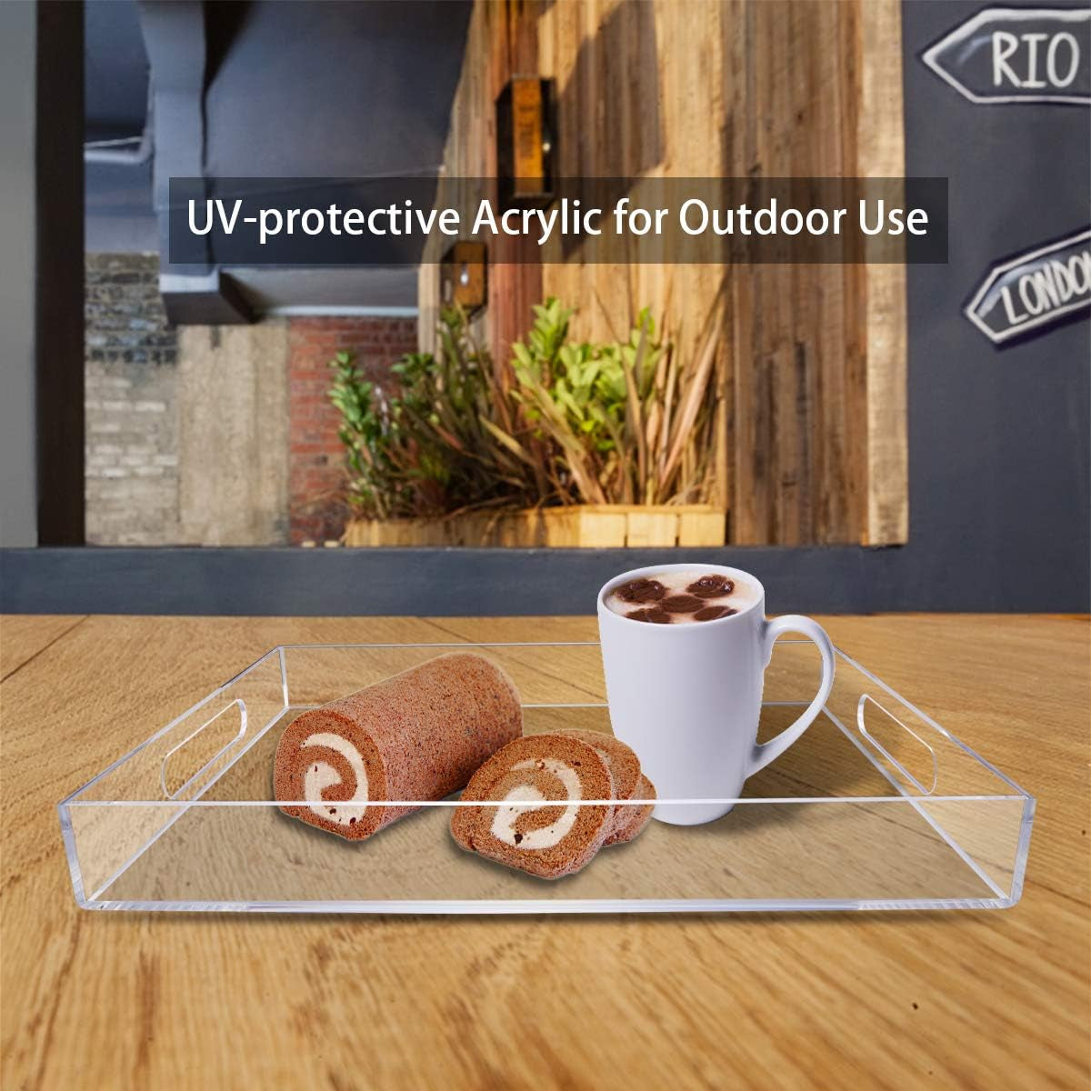 FROM CLUTTER TO CURATED Acrylic Serving Tray with handles 11X14 Inches - Spill Proof - Clear Decorative Tray Organizer for Any Space