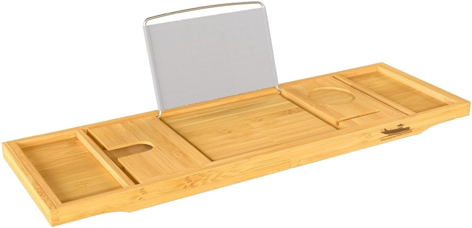LET IT ALL MELT AWAY Foldable Bathtub Tray Expandable to 109Cm with Bath Bomb, Scented Candle, and Adjustable | Waterproof Bamboo Bathtub Caddy with anti Slip Grip Pads for Home Spa