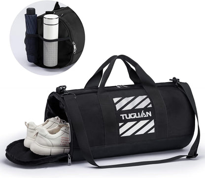 TIME TO LOCK IN Small Gym & Travel Duffle Bag | Wet Pocket & Shoes Compartment | Overnight Weekender Duffel Bag Sports | Gym Tote Bag 40L