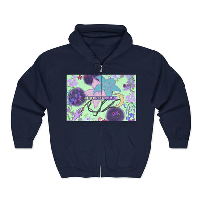 For the Nature Baddies & Beauties Zip Hoodie — 'Hot Forest Nymph' Mystical & Occult Floral Design