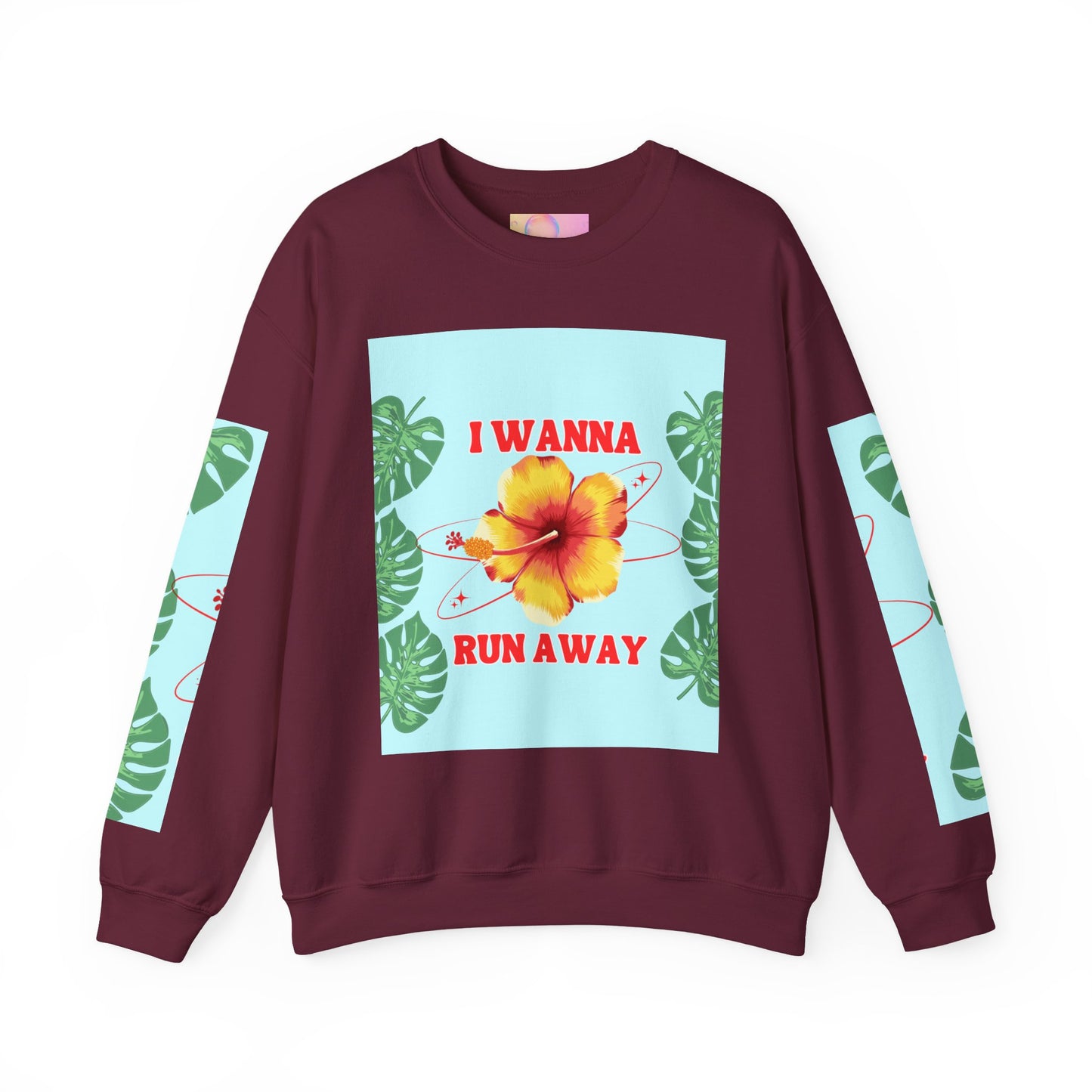 Run Away Tropical & Galactic Floral Crewneck Sweatshirt