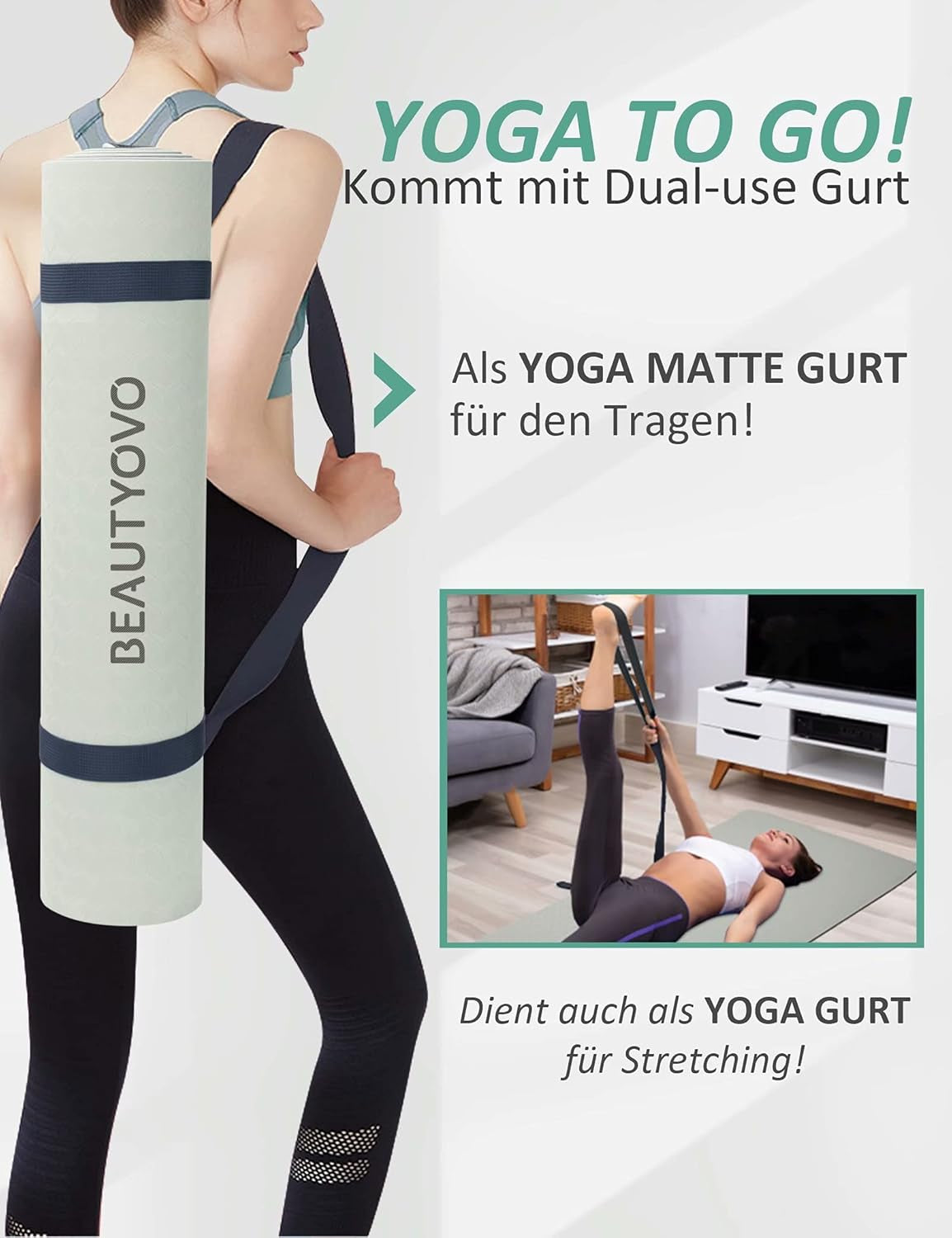 BUILD UP YOUR TEMPLE ~ Yoga Mat with Strap, 1/3 Inch Extra Thick Yoga Mat Double-Sided Non Slip, Professional TPE Yoga Mats for Women Men, Workout Mat for Yoga, Pilates and Floor Exercises