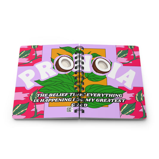 Tropical Coconut Spiral Journal — Motivational Self Affirmation Floral Notebook with 'Everything Is Happening' Quote