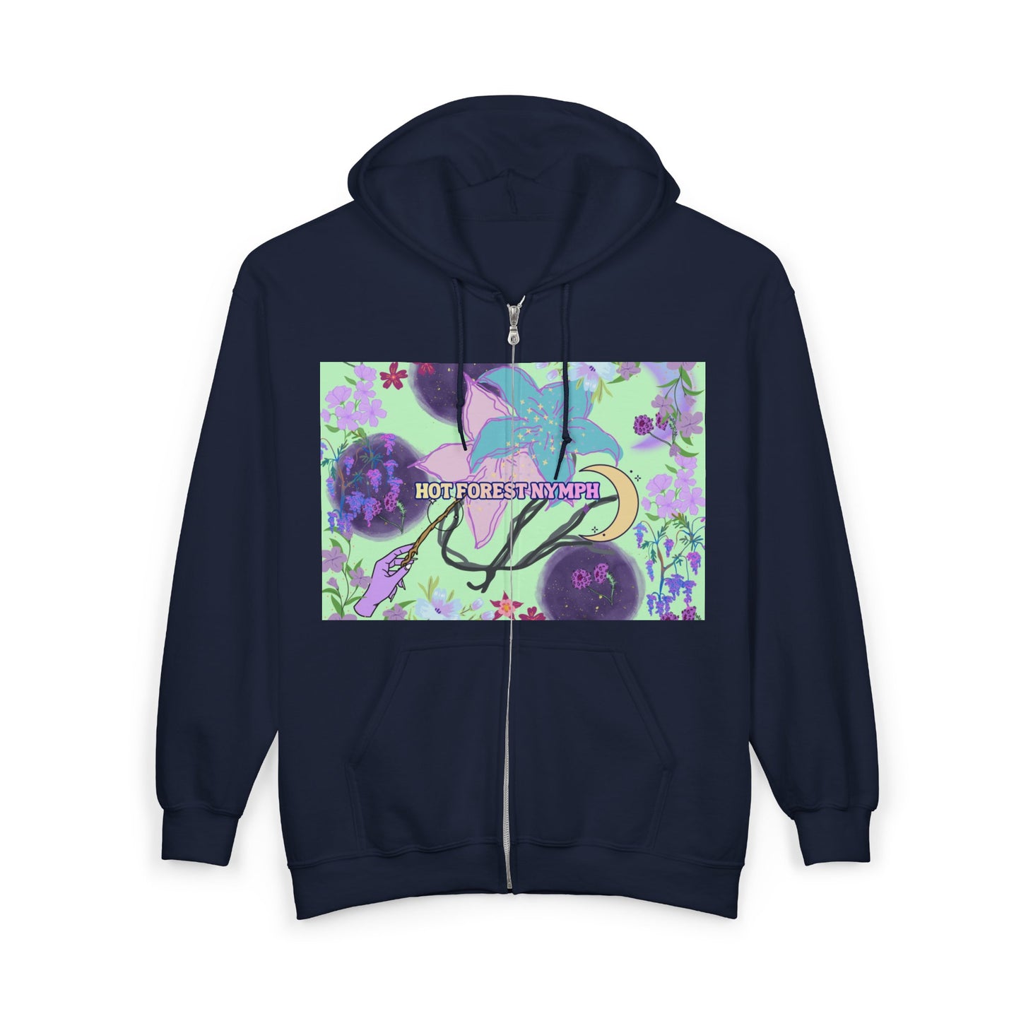 For the Nature Baddies & Beauties Zip Hoodie — 'Hot Forest Nymph' Mystical & Occult Floral Design