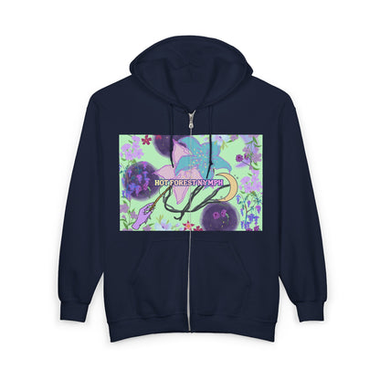 For the Nature Baddies & Beauties Zip Hoodie — 'Hot Forest Nymph' Mystical & Occult Floral Design
