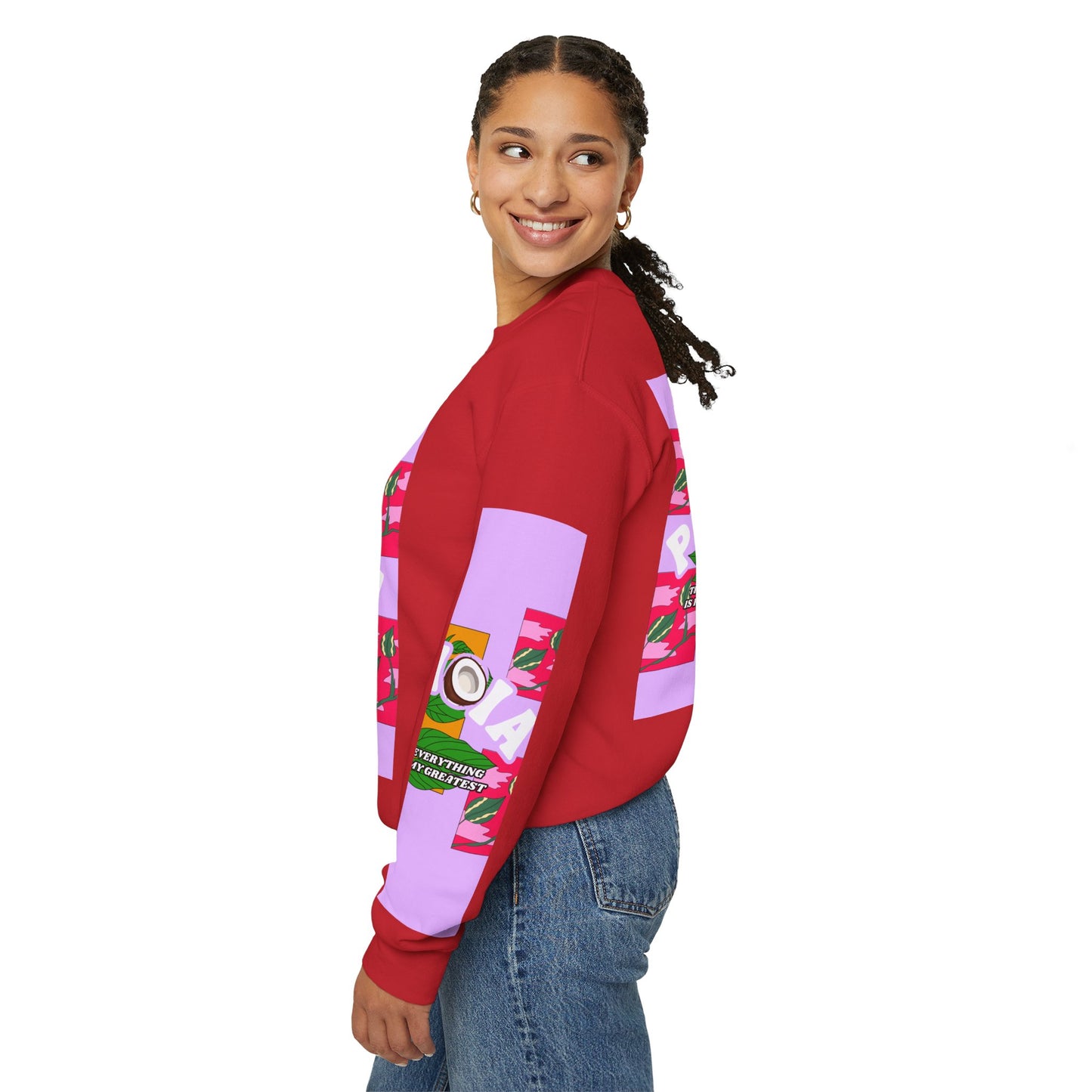 Pronoia Tropical Floral Positive Self Affirmation Graphic Crewneck Sweatshirt