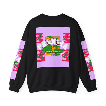 Pronoia Tropical Floral Positive Self Affirmation Graphic Crewneck Sweatshirt