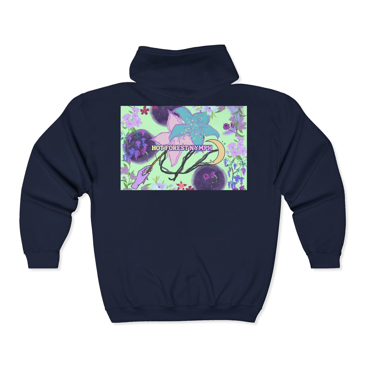 For the Nature Baddies & Beauties Zip Hoodie — 'Hot Forest Nymph' Mystical & Occult Floral Design