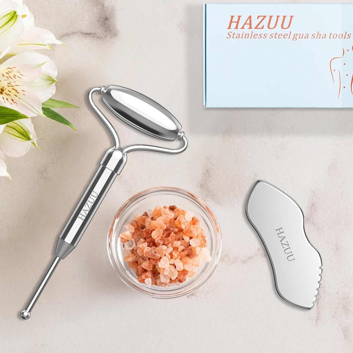 Stainless Steel Gua Sha, Face Roller & Acupuncture Pen 