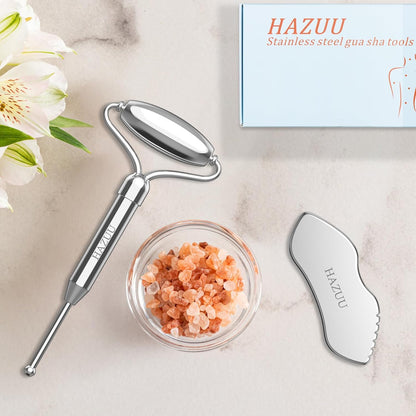 Stainless Steel Gua Sha, Face Roller & Acupuncture Pen 