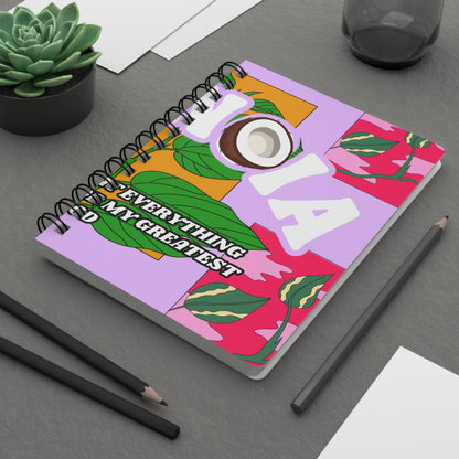 Tropical Coconut Spiral Journal — Motivational Self Affirmation Floral Notebook with 'Everything Is Happening' Quote