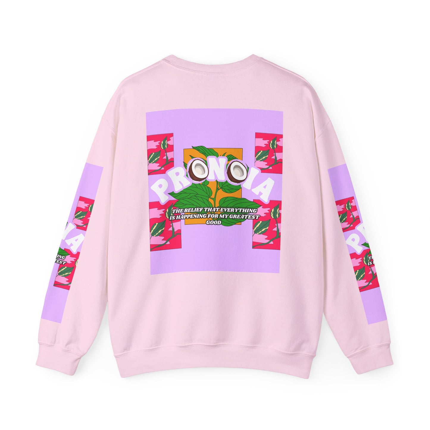 Pronoia Tropical Floral Positive Self Affirmation Graphic Crewneck Sweatshirt