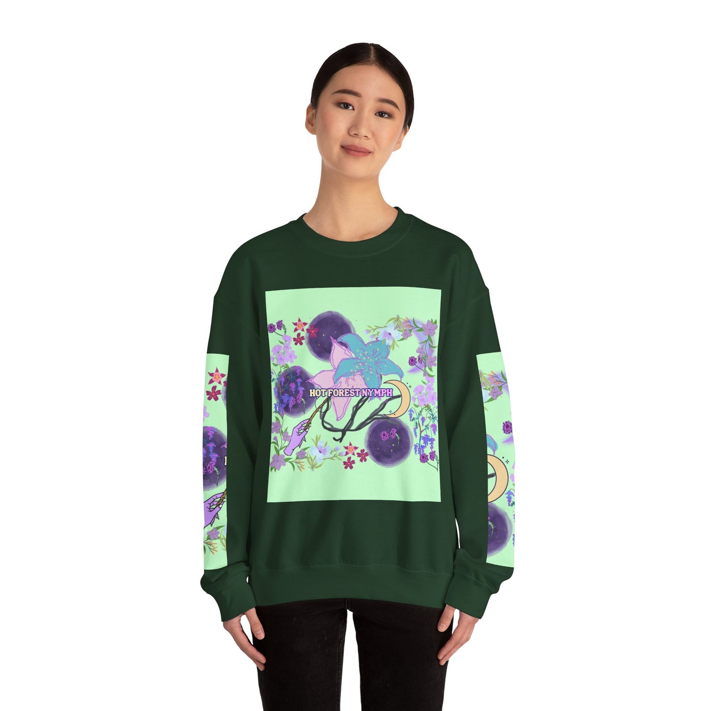 Floral & Mystical BADDIE Graphic Sweatshirt – Pastel Nature Lover - Inspired Crewneck