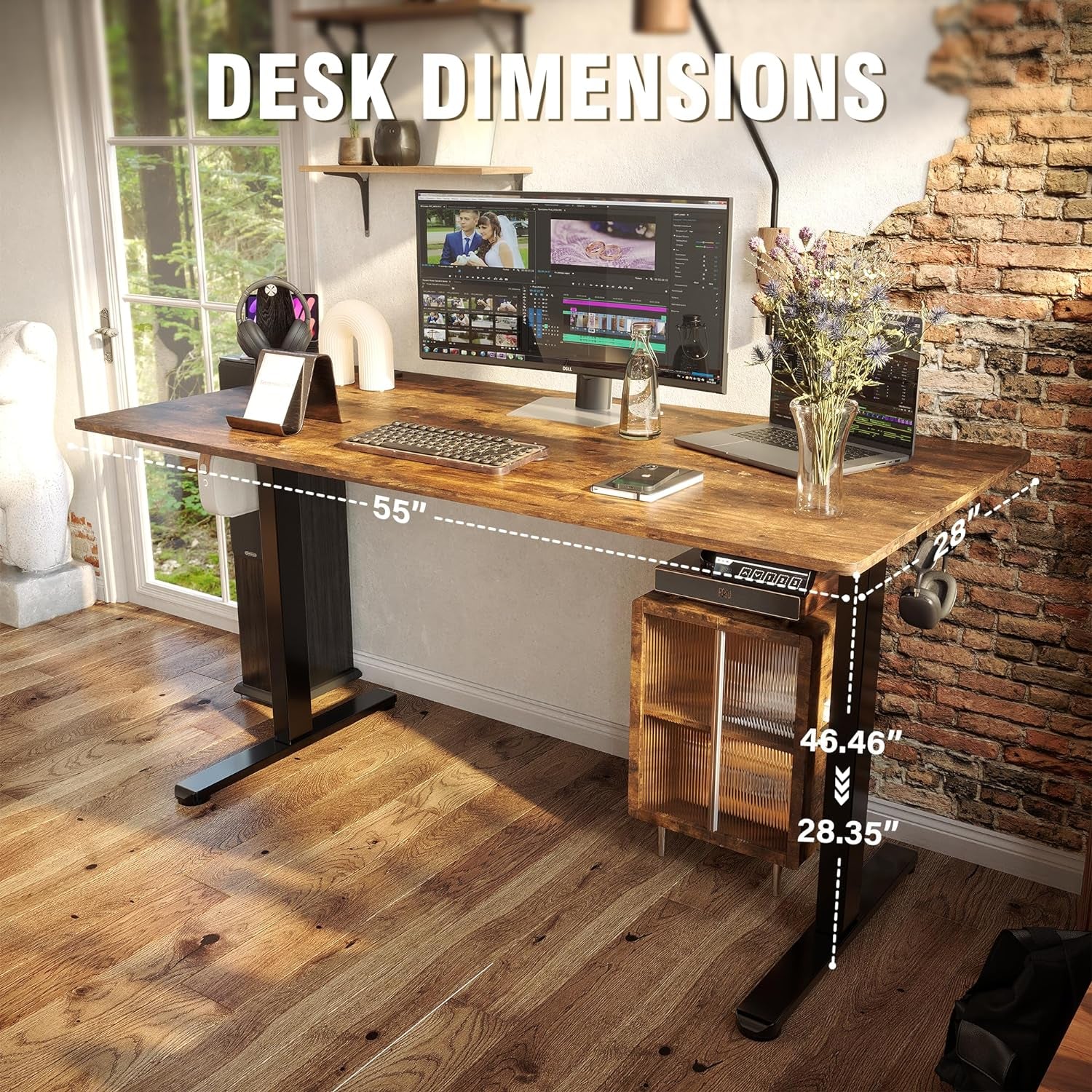 BEST OF BOTH WORLDS Electric Standing Desk | Height Adjustable Desk | Ergonomic Home Office Sit / Stand Desk with Memory Preset Controller