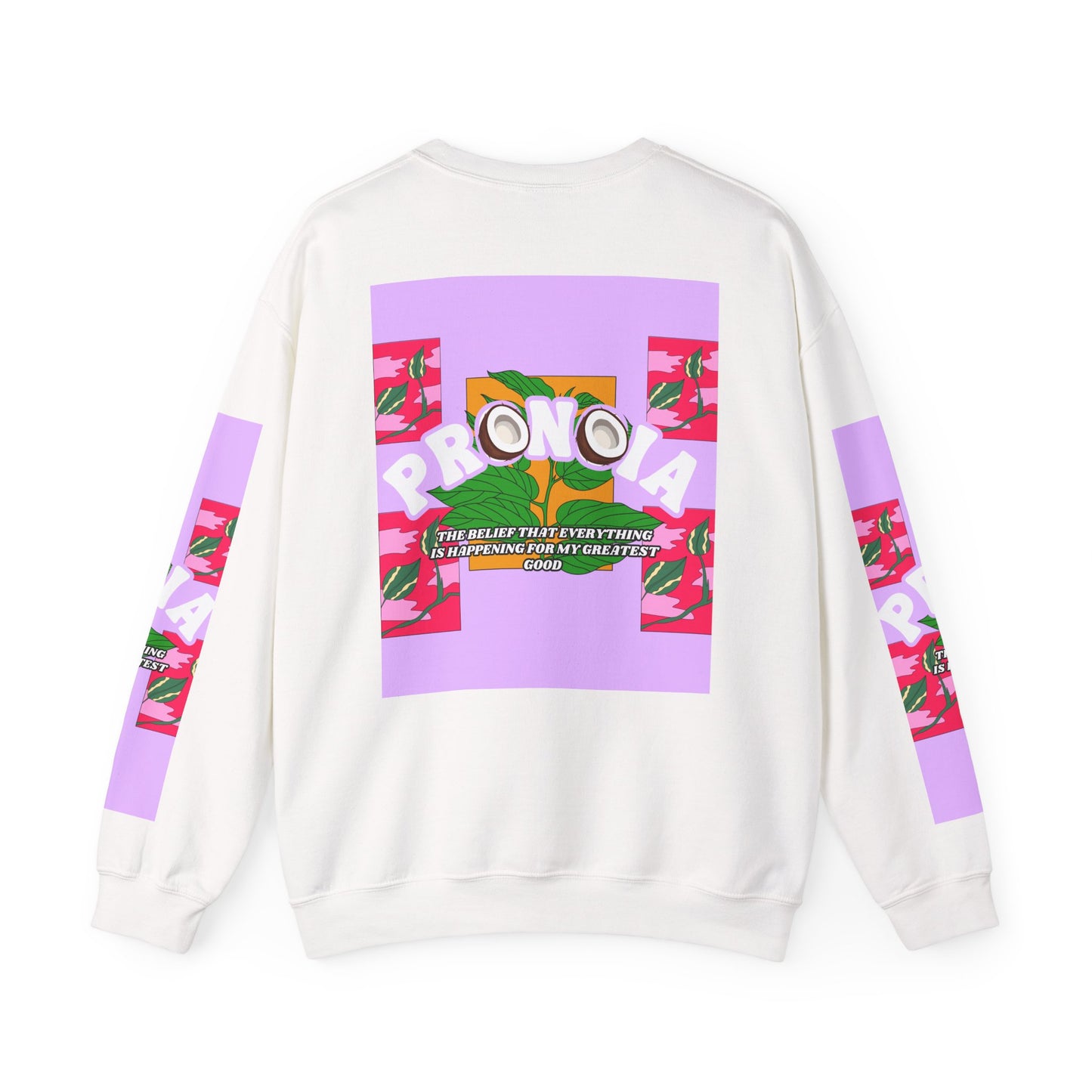 Pronoia Tropical Floral Positive Self Affirmation Graphic Crewneck Sweatshirt