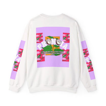 Pronoia Tropical Floral Positive Self Affirmation Graphic Crewneck Sweatshirt