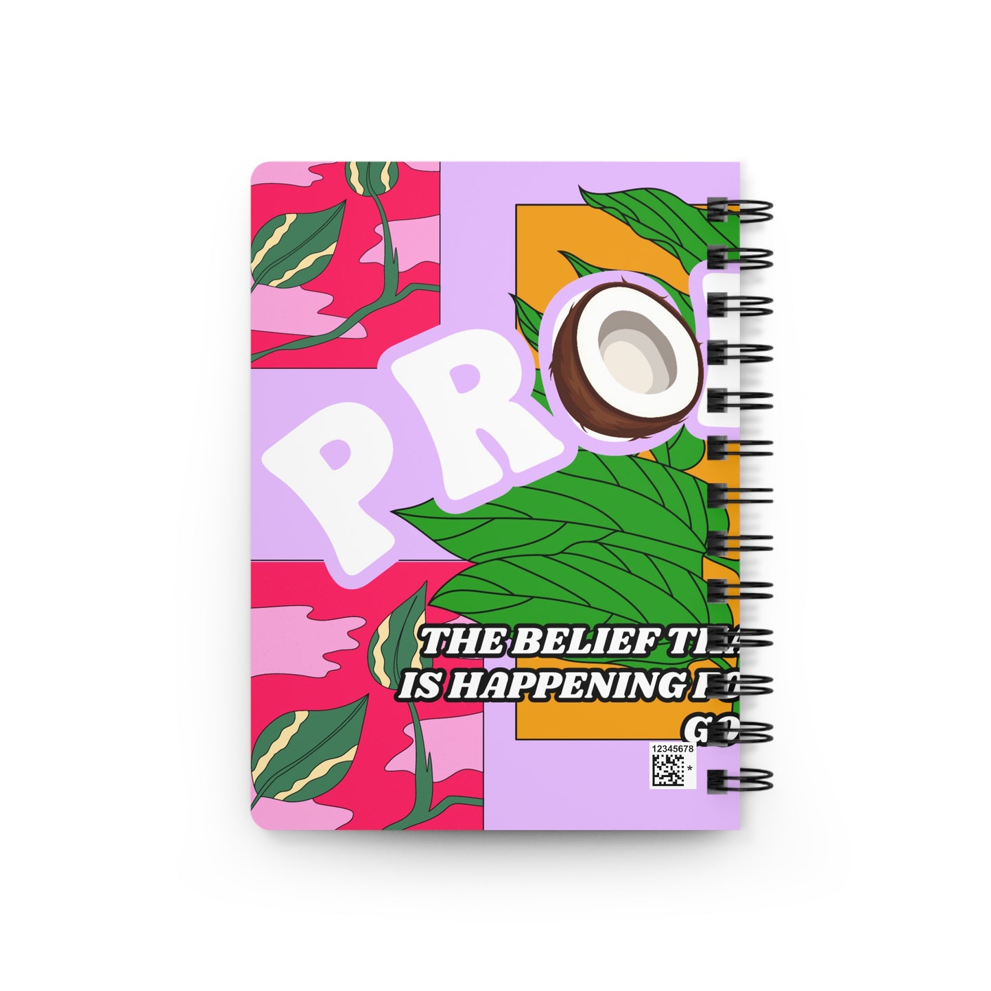 Tropical Coconut Spiral Journal — Motivational Self Affirmation Floral Notebook with 'Everything Is Happening' Quote