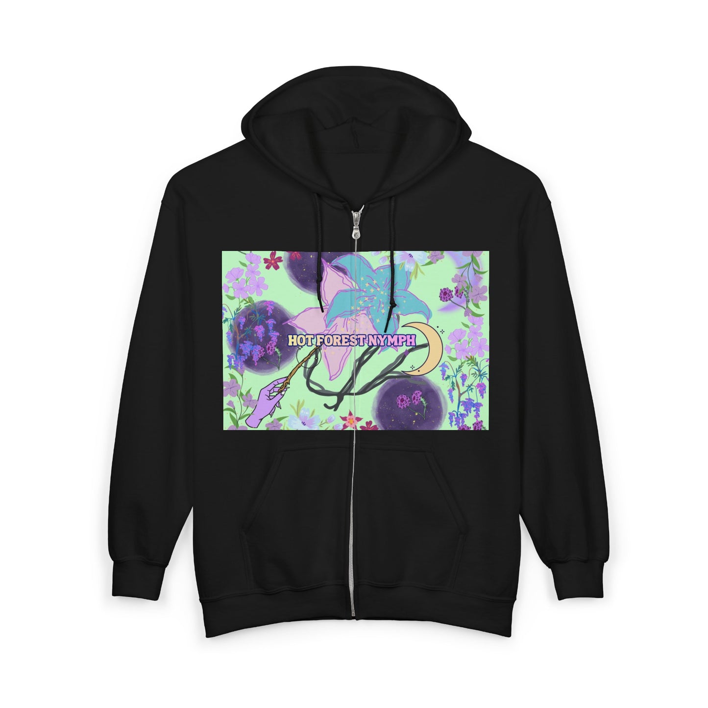 For the Nature Baddies & Beauties Zip Hoodie — 'Hot Forest Nymph' Mystical & Occult Floral Design