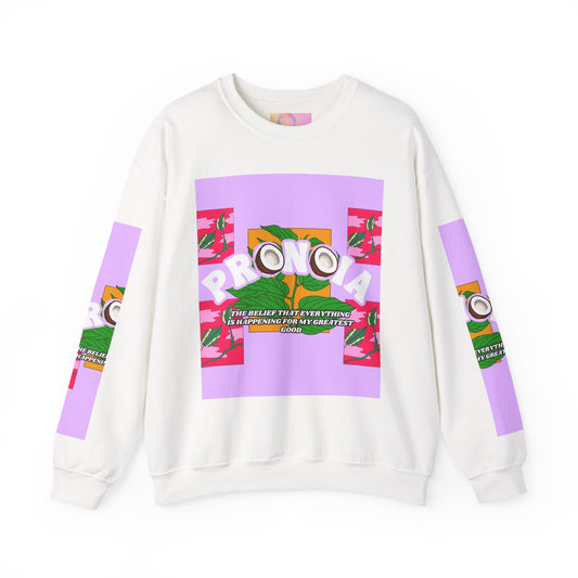 Pronoia Tropical Floral Positive Self Affirmation Graphic Crewneck Sweatshirt