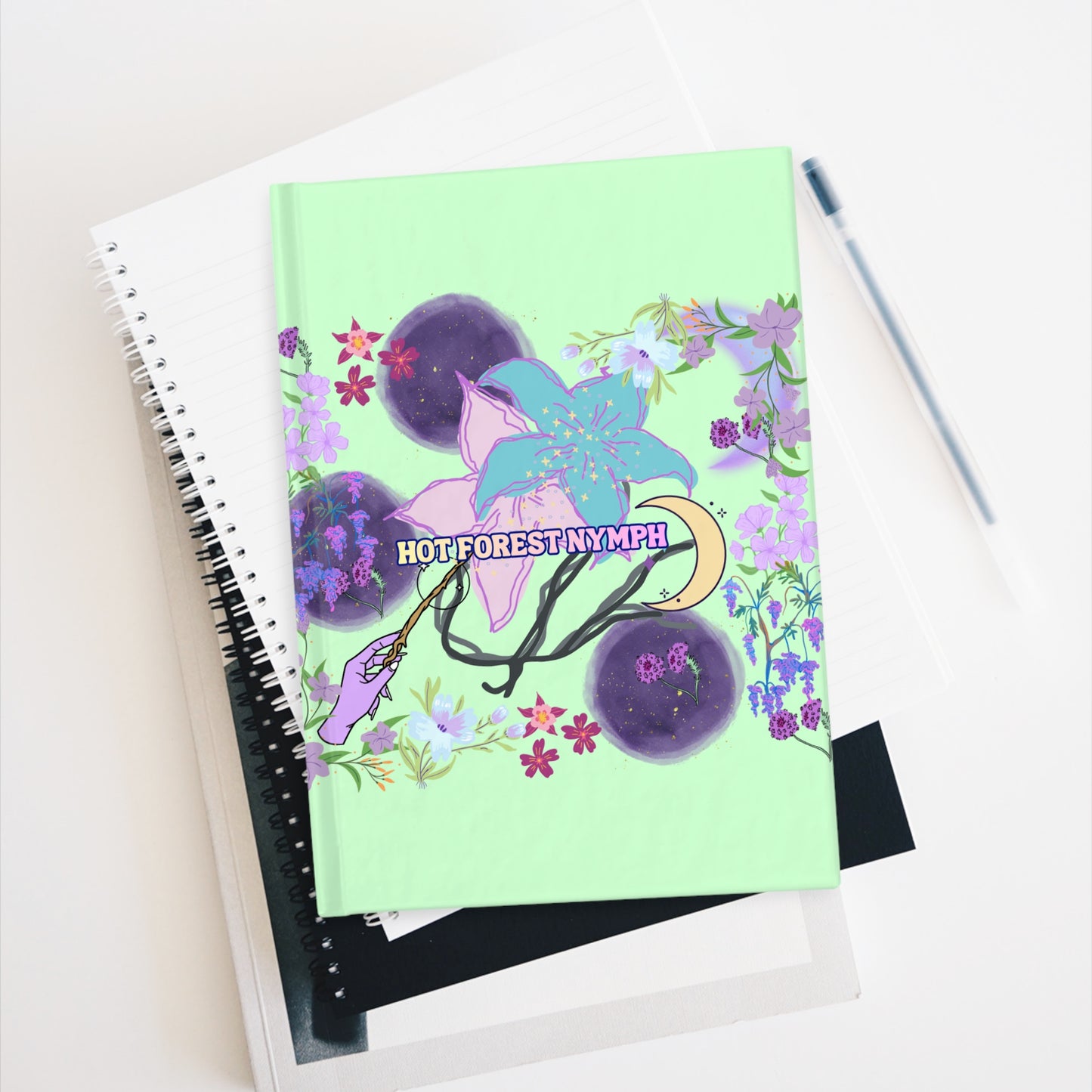 HOT Forest Nymph Artistry Journal — Floral Mint Hardcover Notebook
