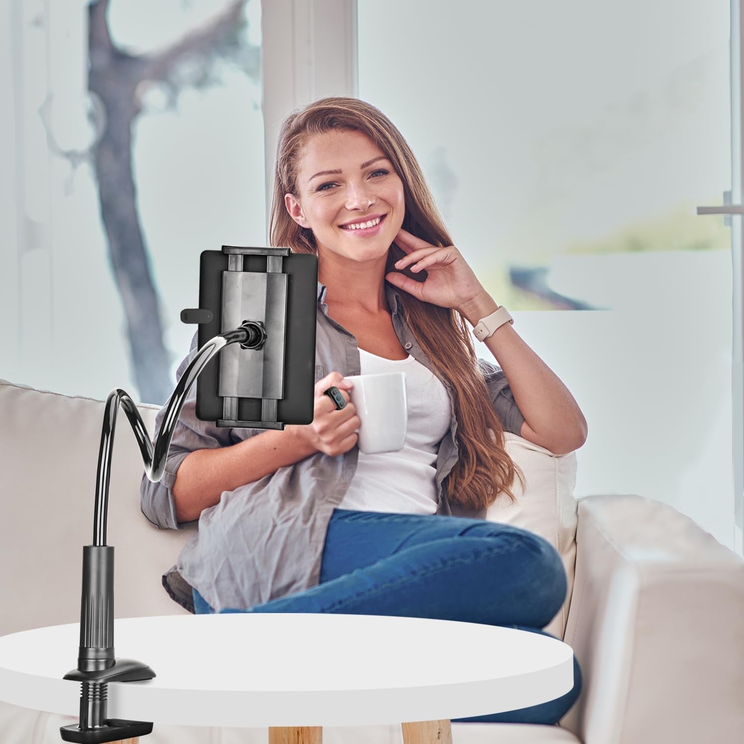 GET THAT POSTURE RIGHT Gooseneck Tablet Stand & Kindle Holder for Bed | Tablet Stand with Adjustable Flexible Arm Clamp | Mount Clip Holder for Phone Ipad Air Mini | Galaxy Tabs | Kindle Fire | Switch or Other 4.7-10.5" Devices