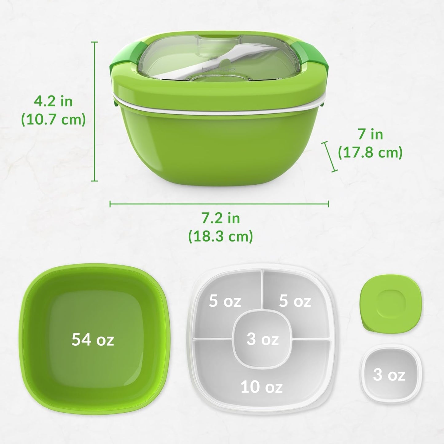 MEAL PREP PRO All-In-One Taco Bowl, Smoothie bowl, Salad Container | Large Salad Bowl, Bento Box Tray, Leak-Proof Sauce Container, Airtight Lid, & Fork | BPA-Free & Dishwasher/Microwave Safe