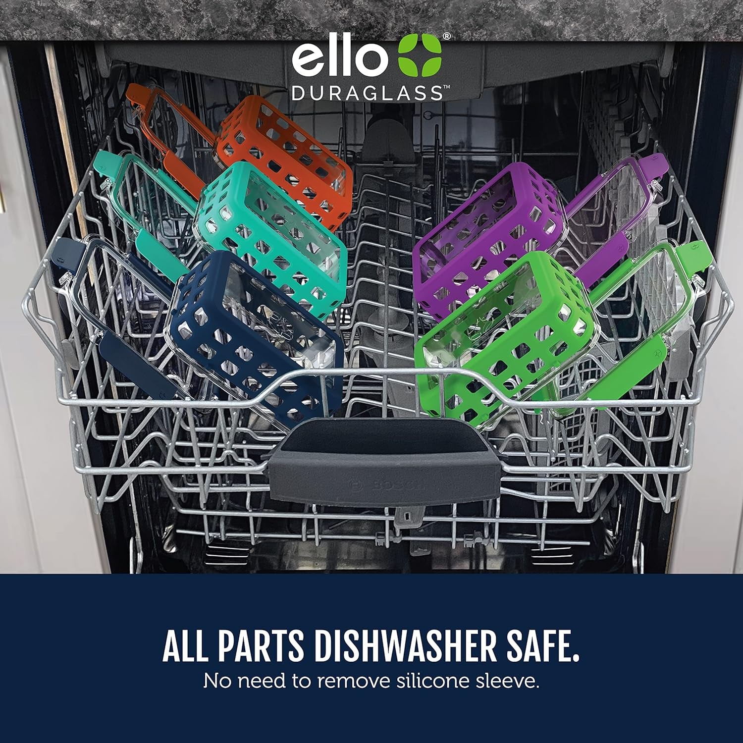 MEAL PREP PRO Duraglass 3.4 Cup Meal Prep Sets 10Pc | 5 Pack Set- Glass Food Storage Container with Silicone Sleeve and Airtight BPA-Free Plastic Lids | Dishwasher, Microwave, and Freezer Safe