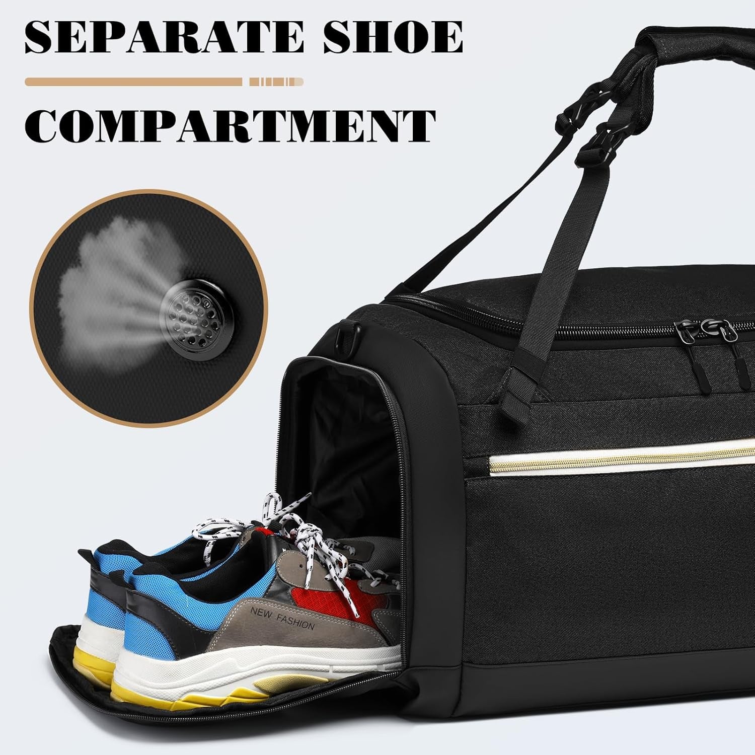 ABOUT YOUR BUSINESS Gym Bag with Shoes Compartment & Wet Pocket | 4 Way Large Sports Duffle Bag | Backpack, Weekender, Overnight Bag