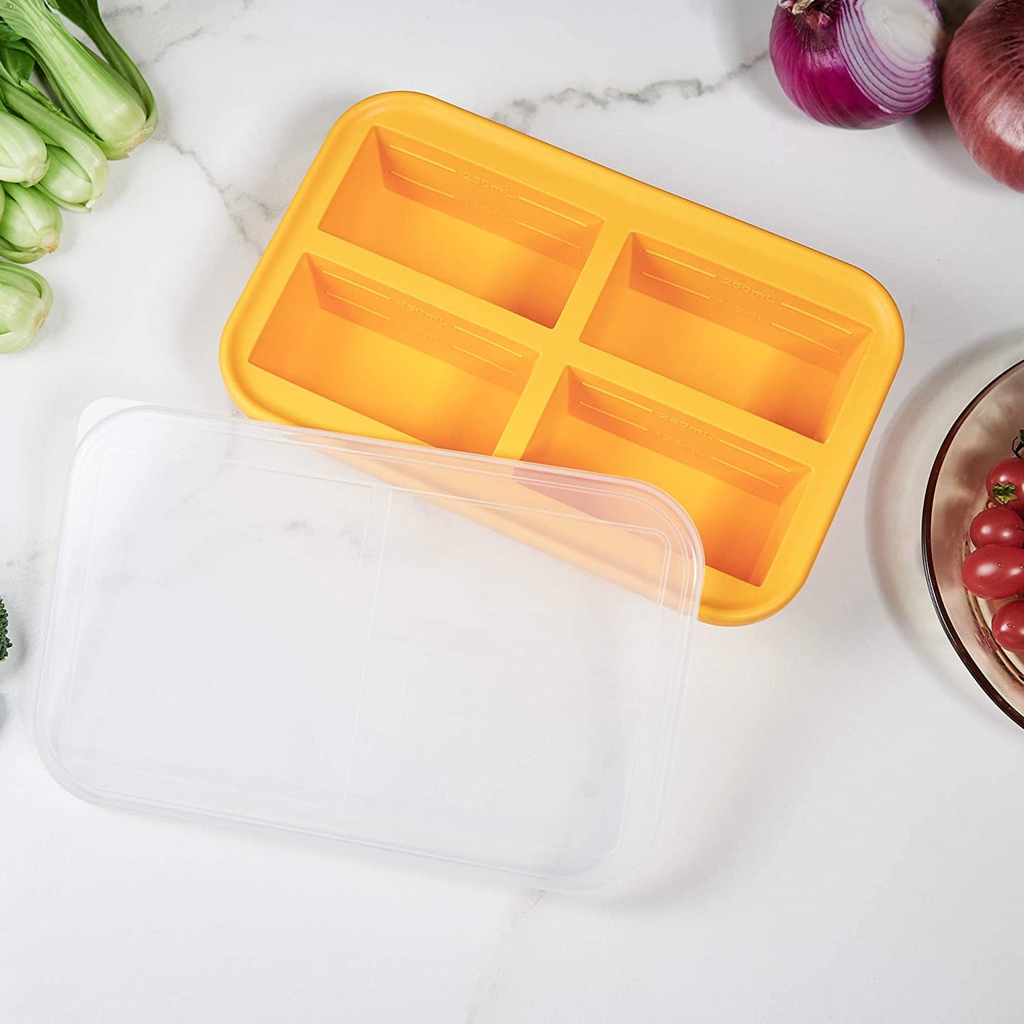 1-Cup Silicone Freezer Trays with Lid,2 Pack,Easy-Release Silicone Freezer Containers,Soup Freezer Molds,Freeze and Store Soup,Broth,Sauce,Leftovers - Makes 8 Perfect 1 Cup Portions