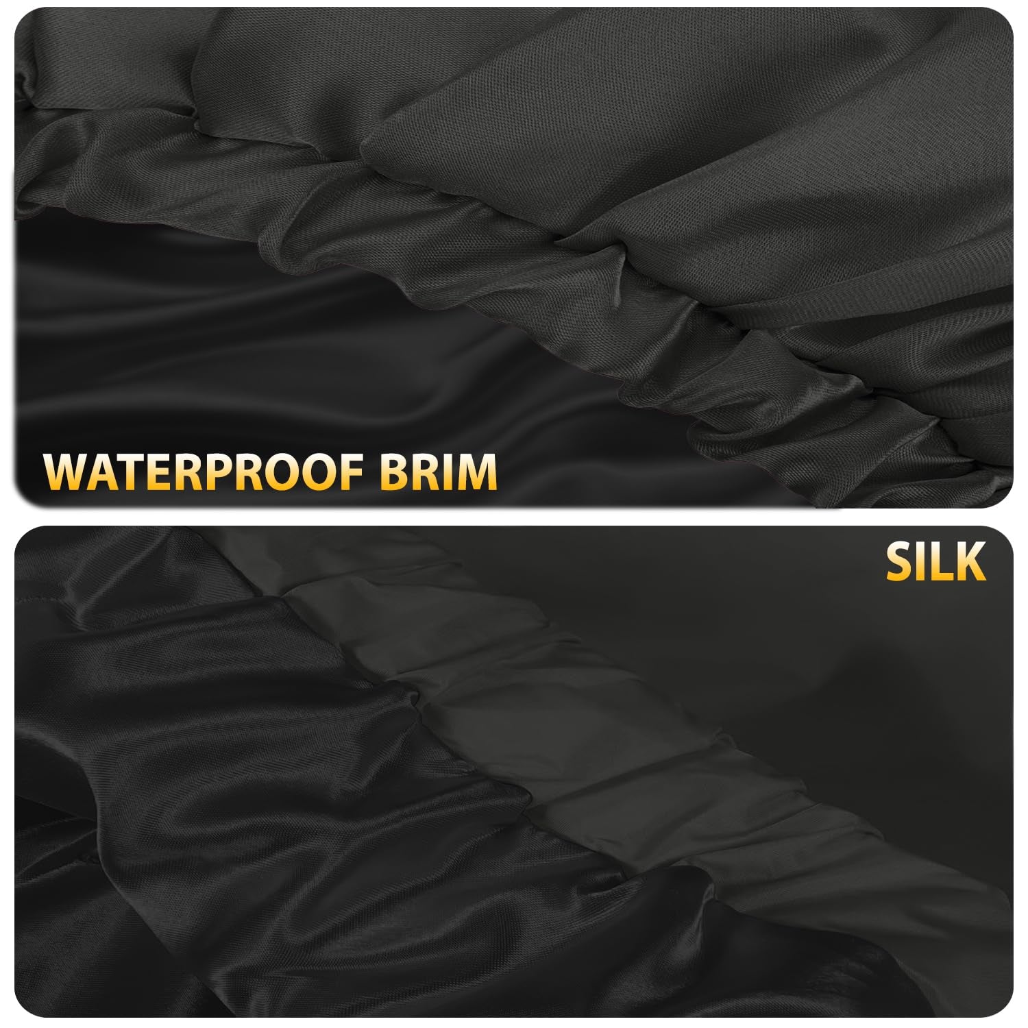 Silk Shower Cap Reusable-Double Layer & Lined, Waterproof, Washable & Adjustable (All Hair Styles)