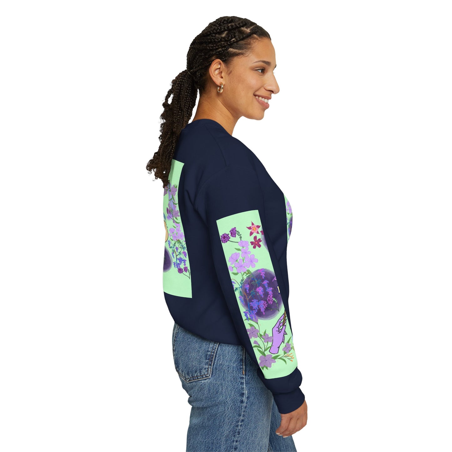 Floral & Mystical BADDIE Graphic Sweatshirt – Pastel Nature Lover - Inspired Crewneck