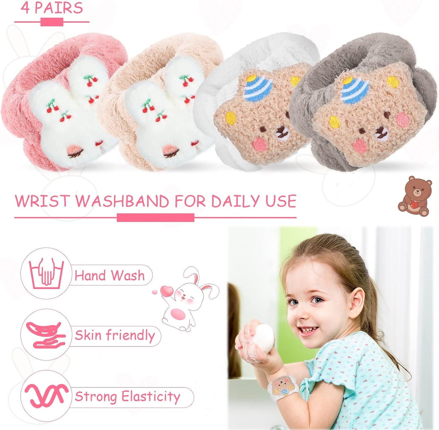 SKINCARE BASICS 4 Pairs Scrunchies Wrist Band | Microfiber Washing Face Band & Wristband Absorbent 
