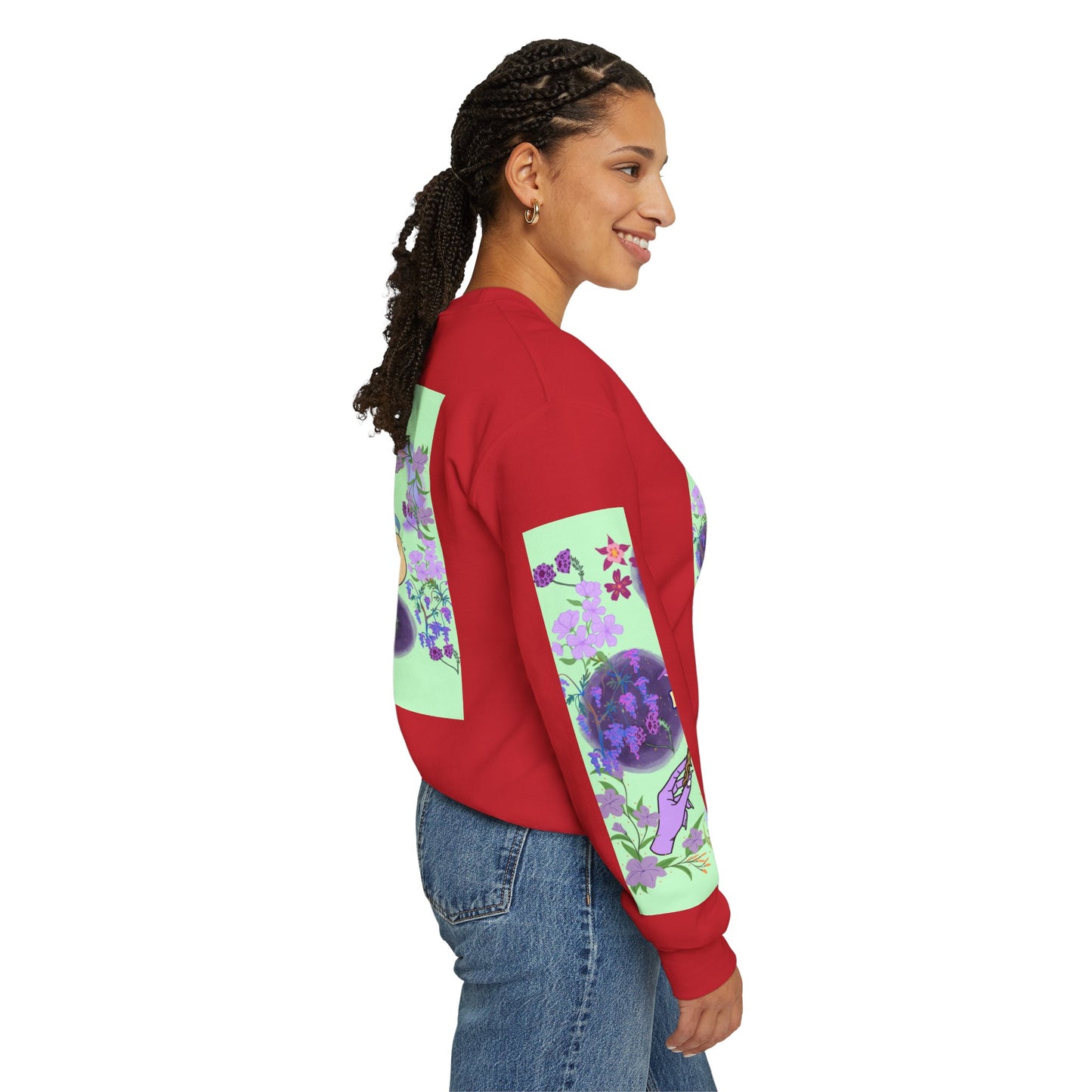 Floral & Mystical BADDIE Graphic Sweatshirt – Pastel Nature Lover - Inspired Crewneck