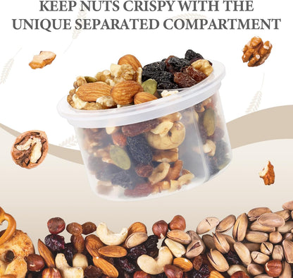MEAL PREP BASICS ~ 4 Pack Overnight Oats Containers with Lids, Folding Spoons and Divided Compartments for Fruit & Nuts, Small Glass 16Oz Mason Jars for Oatmeal (4 Set-Oat White/Green/Rose/Blue)