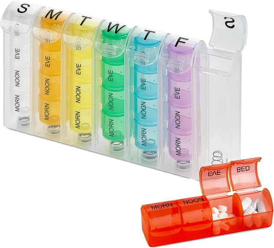 DONT THINK ABOUT IT Pop-Up Weekly Pill Organizer Single Box 4 Daily Compartments by