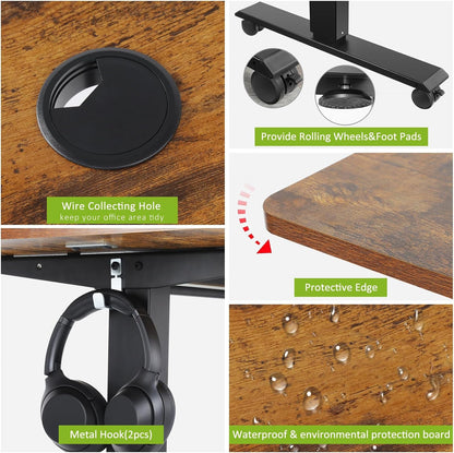 HAVE IT ALL Standing Desk Electric | Adjustable Height with Charging Station| Stand up Desk with Oversized Mouse Pad | Ergonomic Curved Workstation, 4 Caster | 4 Preset Heights Easy to Set Up