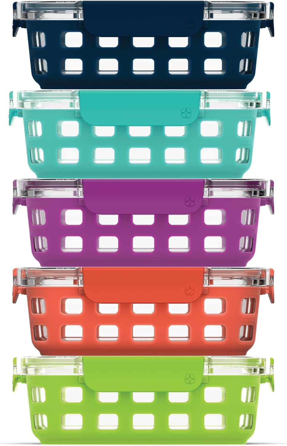 MEAL PREP PRO Duraglass 3.4 Cup Meal Prep Sets 10Pc | 5 Pack Set- Glass Food Storage Container with Silicone Sleeve and Airtight BPA-Free Plastic Lids | Dishwasher, Microwave, and Freezer Safe