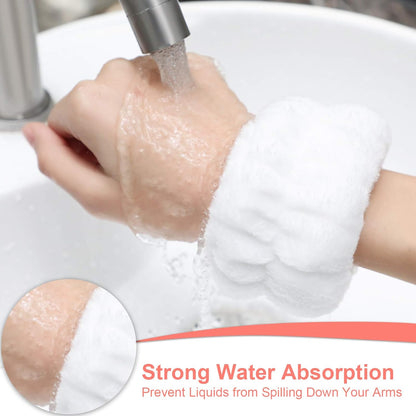 4 Pairs Spa Wrist Bands for Washing Face | Microfiber Wrist Towel Band Scrunchies Absorbent