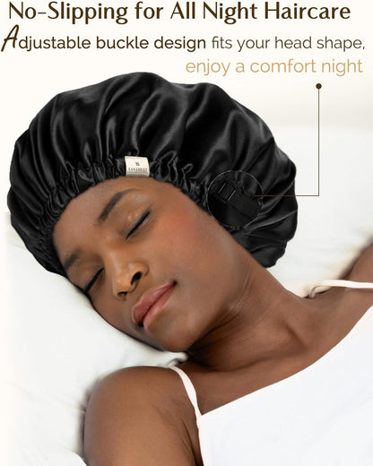Adjustable & Double Layer Hair Bonnet for Natural Hair and Protective Hair Styles 
