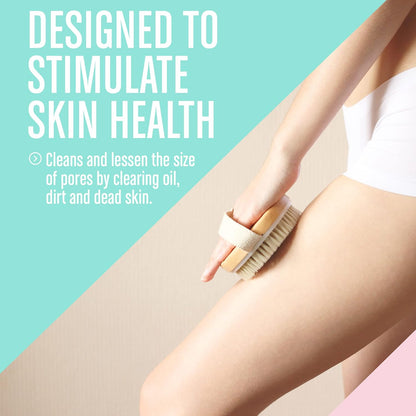 Dry Brushing Body Brush for Lymphatic Drainage and Exfoliation - Soft Massage Nodules -100% Natural Bristle 