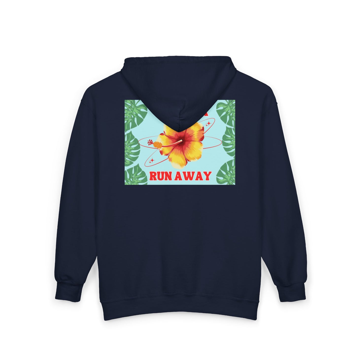 Run Away Floral Zip Hoodie — 'I Wanna Run Away' Tropical Hibiscus Jacket